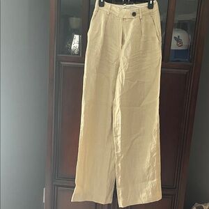 Massimo Dutti Beige Wide-Leg Chinos